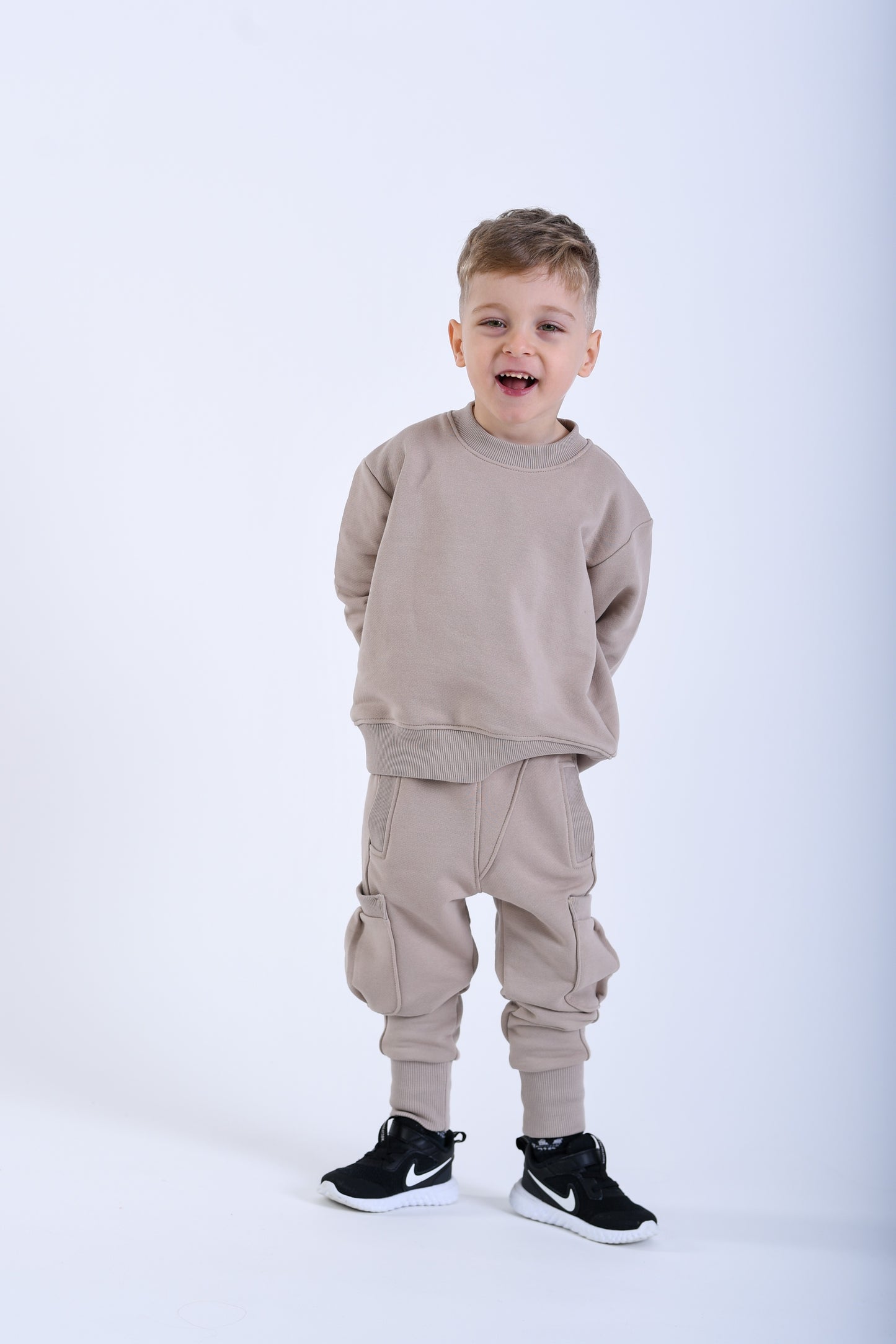 PANTALONI CARGO DIN BUMBAC ,BAIETI,BEJ
