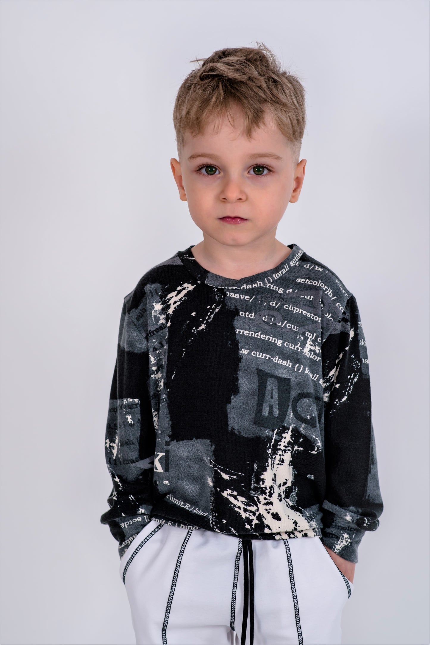BLUZA GRI IMPRIMATA BAIETI