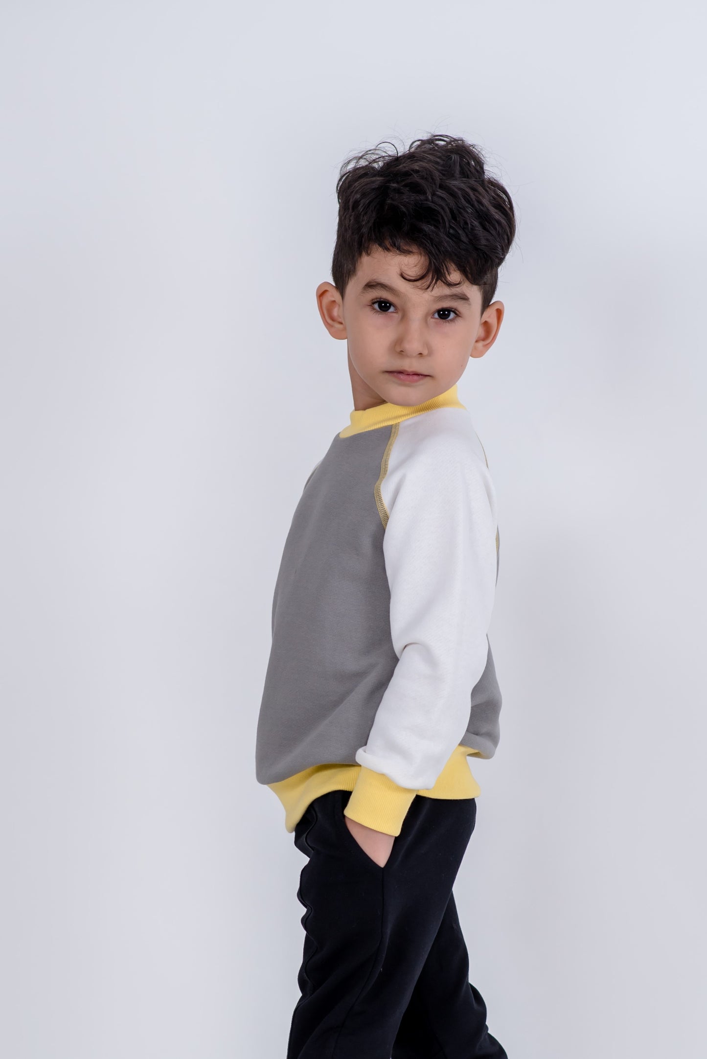 BLUZA TRENING COLOR BLOCK CEMENT