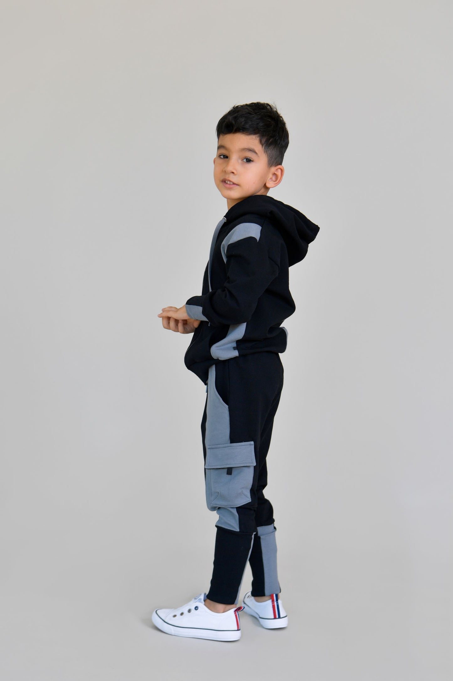 trening bumbac negru conic patent lat