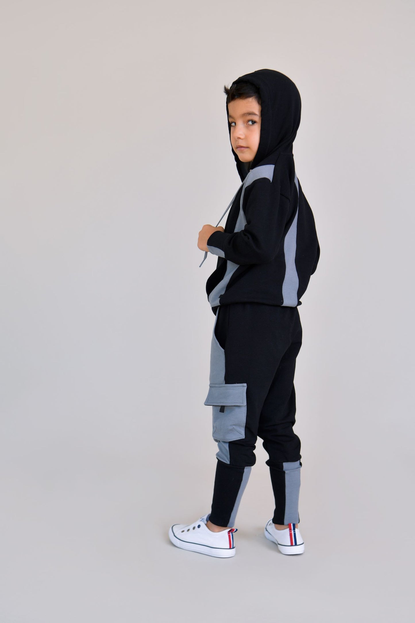 trening bumbac negru conic patent lat