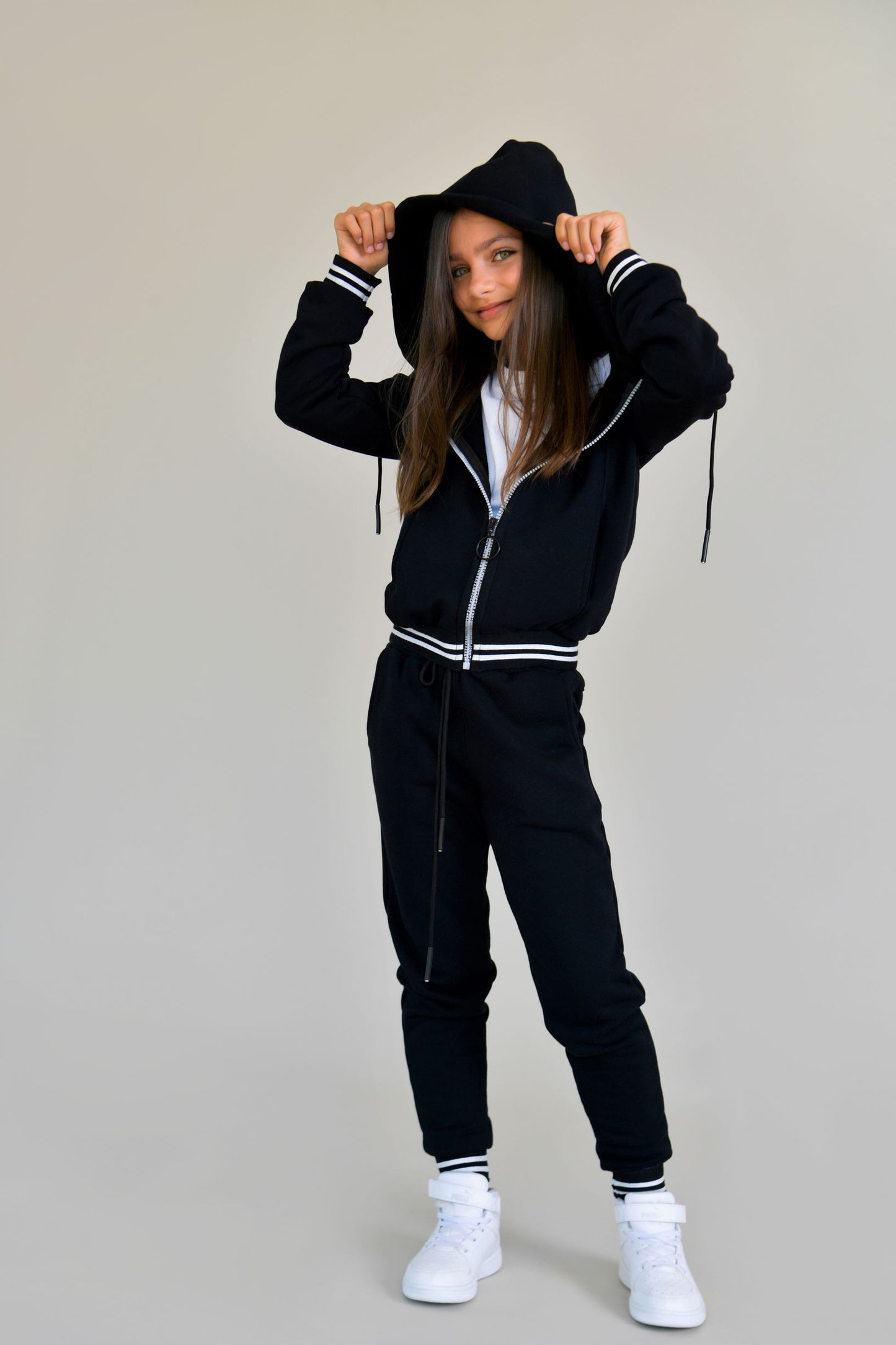 trening negru gros bumbac fete baieti