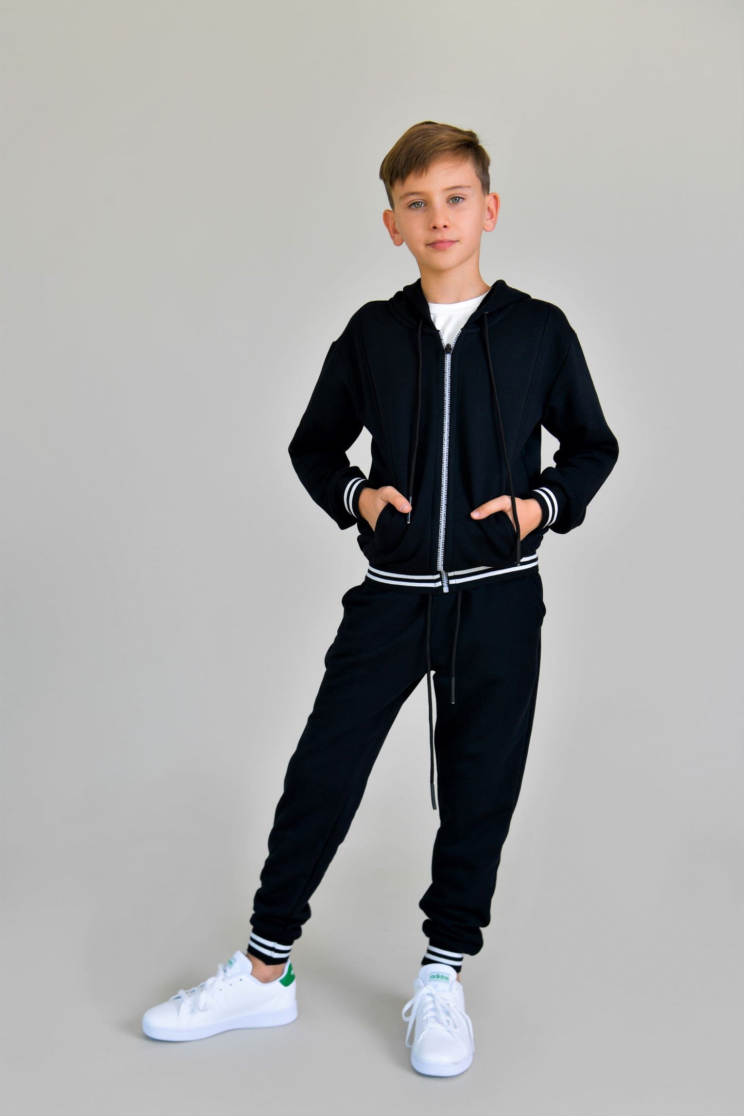 trening gros negru bumbac fata baieti