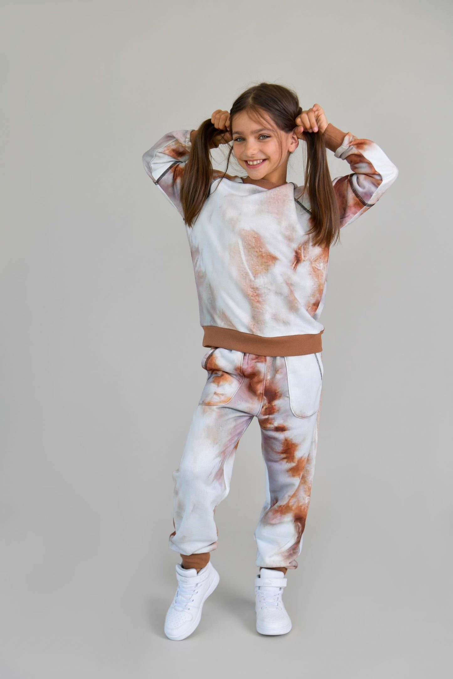 trening gros tie dye bej copii