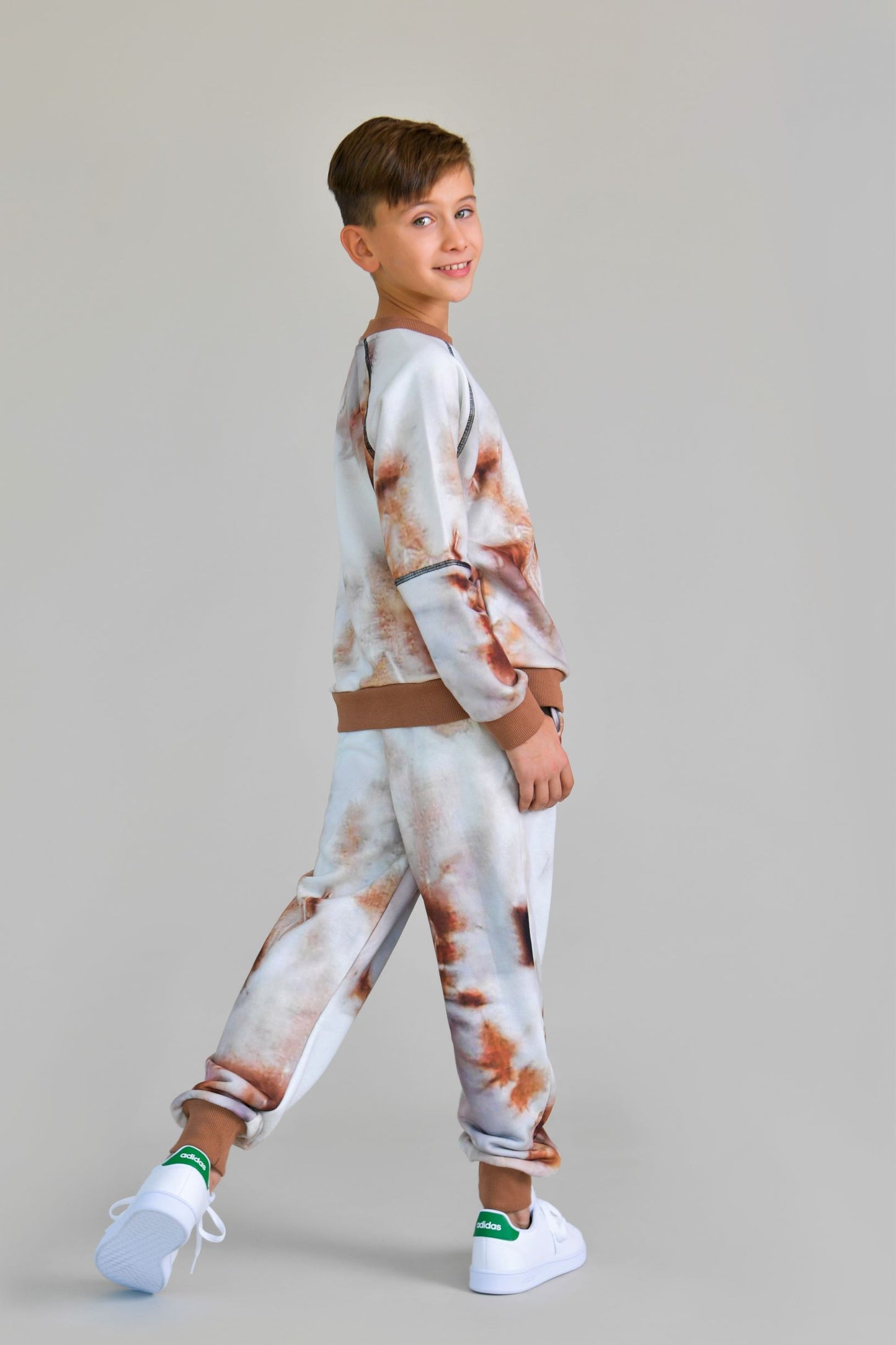beige tie dye tracksuit for kids