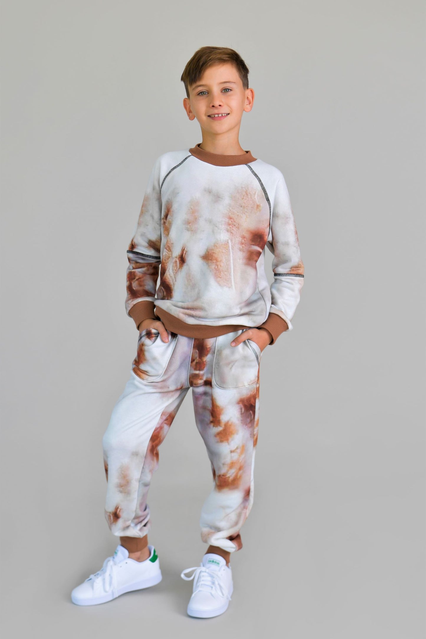trening gros tie dye bej copii