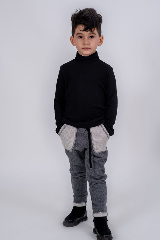 JOGGER BUMBAC GRI MINISTRIPE