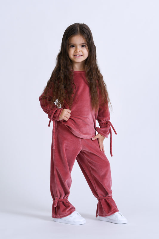 costum trening catifea evazat fete