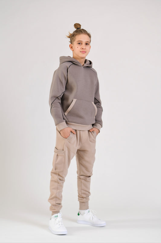 PANTALONI CARGO DIN BUMBAC ,BAIETI,BEJ
