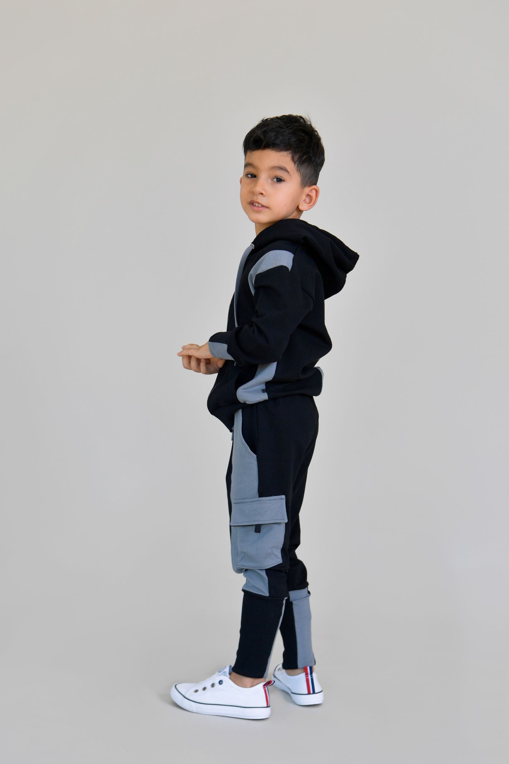 trening bumbac negru conic patent lat