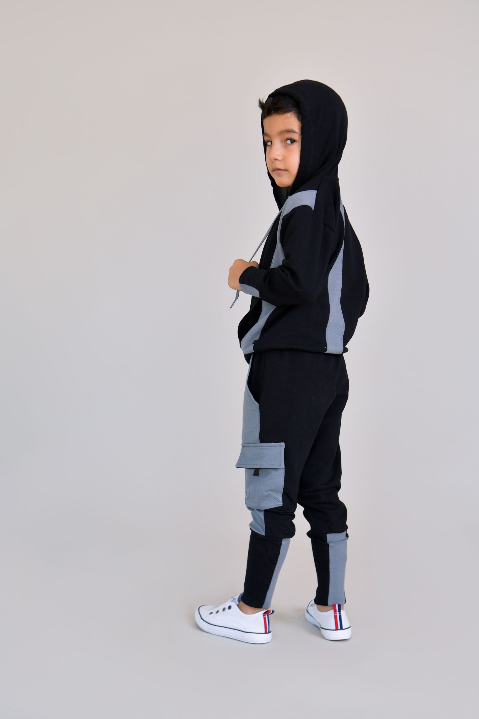 trening bumbac negru conic patent lat