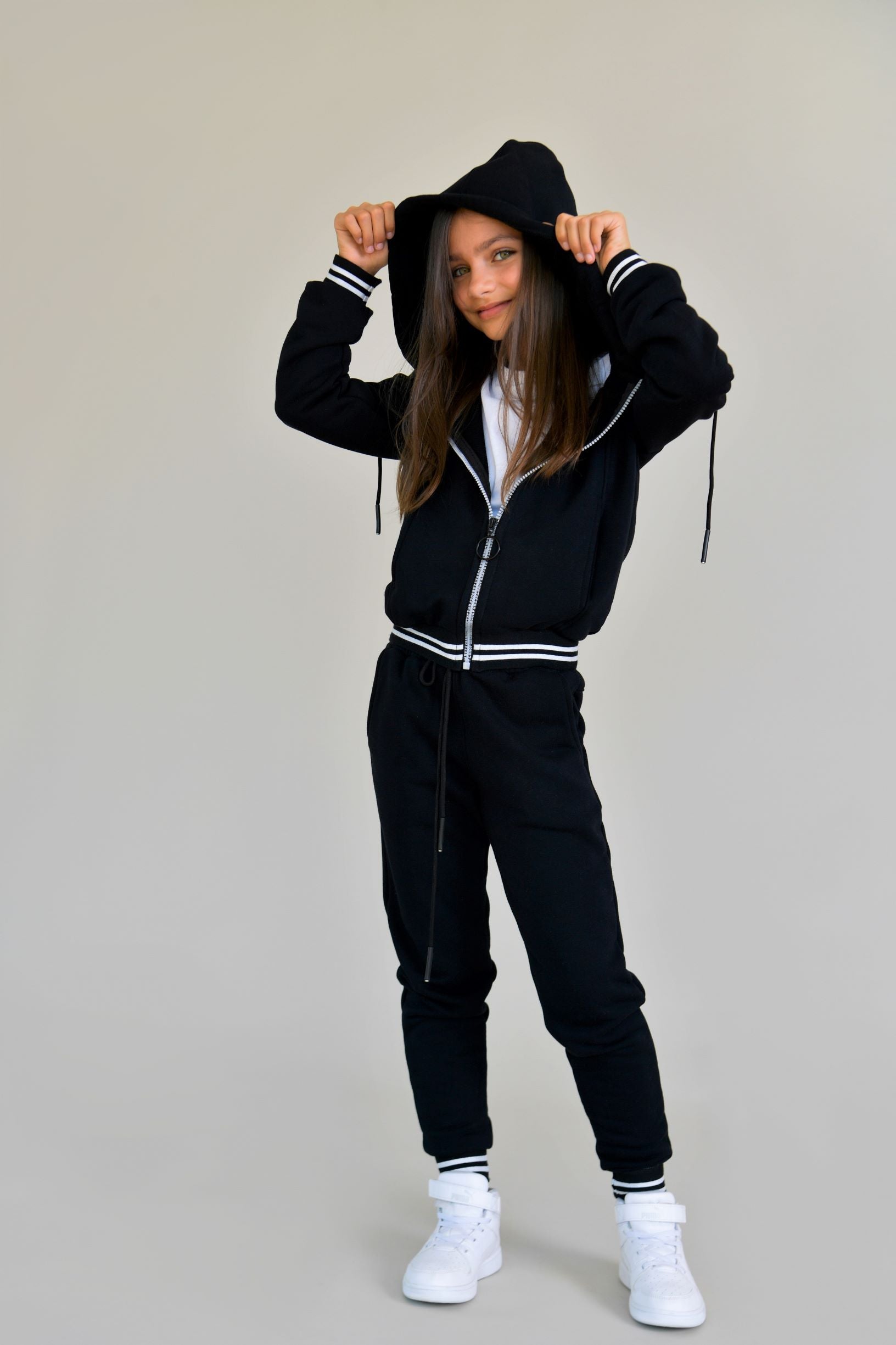 trening negru gros bumbac fete baieti