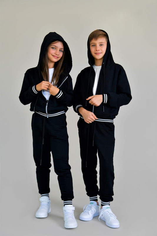trening negru gros bumbac fete baieti