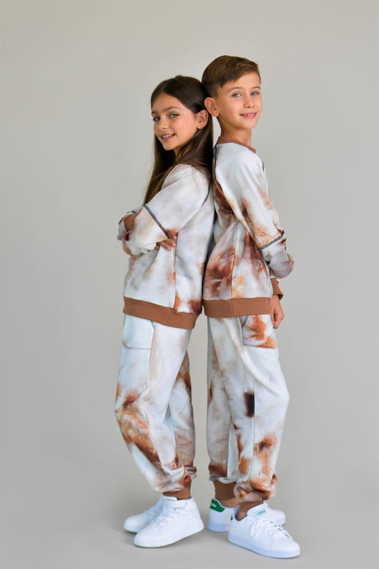 trening tie dye gros bej copii